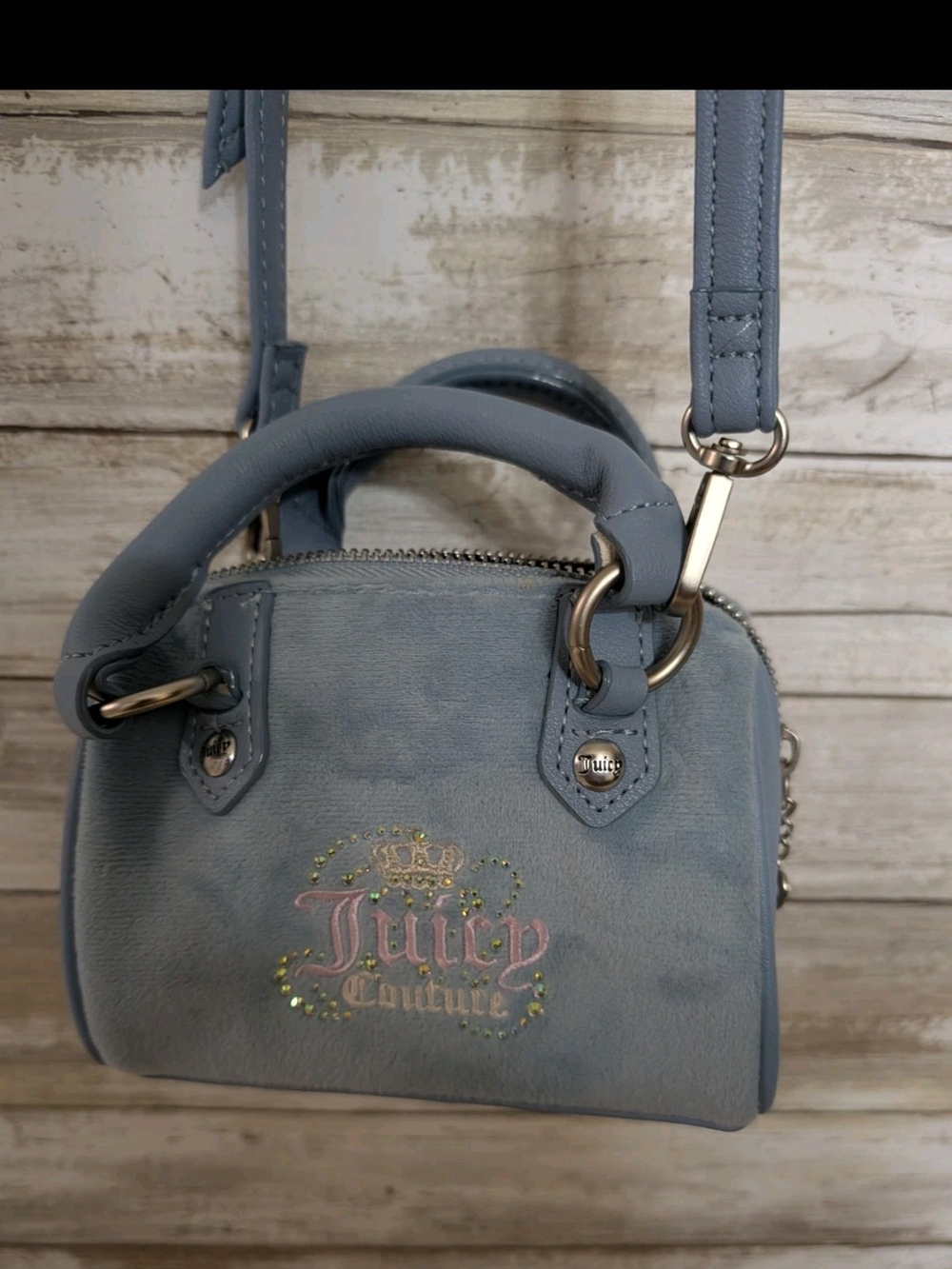 Juicy Couture Powder Blue Mini Satchel with Logo Embellishment